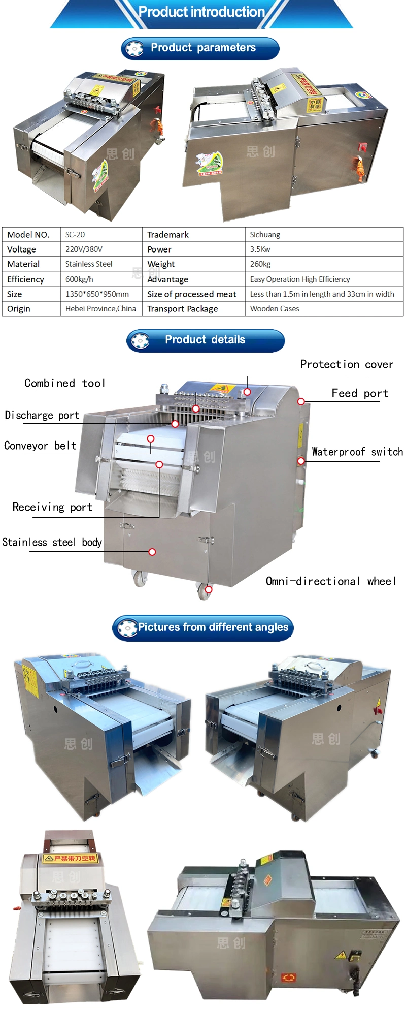 Automatic Chicken Fish Cutting Machine for Whole Chicken Block Cubes Cutter Frozen Fish Chopping